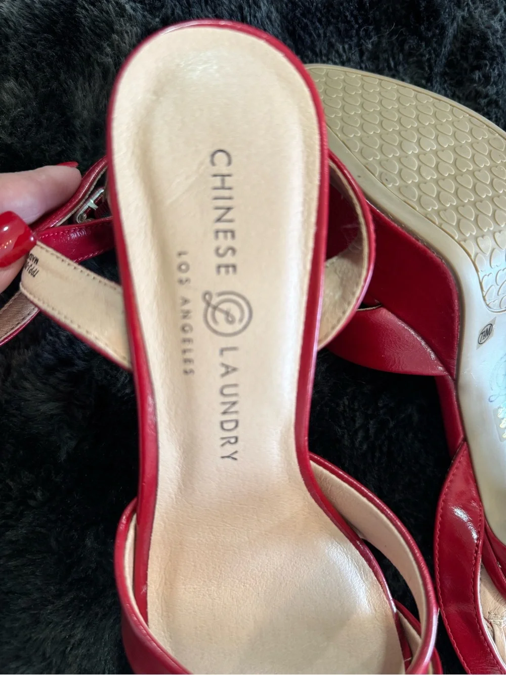 Chinese Laundry Red Crisscross Block Heel Sandals